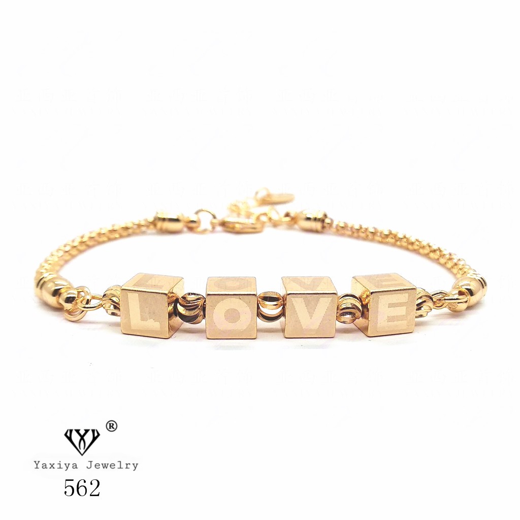 

Gelang Emas Motif Love Perhiasan imitasi Gold 18k Yaxiya Jewelry 562