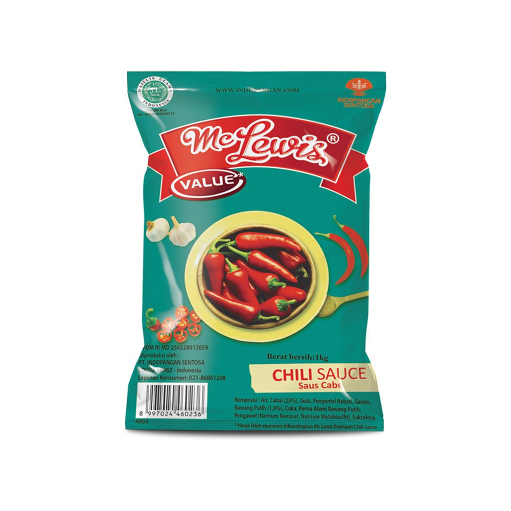 

Mc Lewis Chili Saus/Saus Sambal Cabe 500gr-1kg Saus Sambal