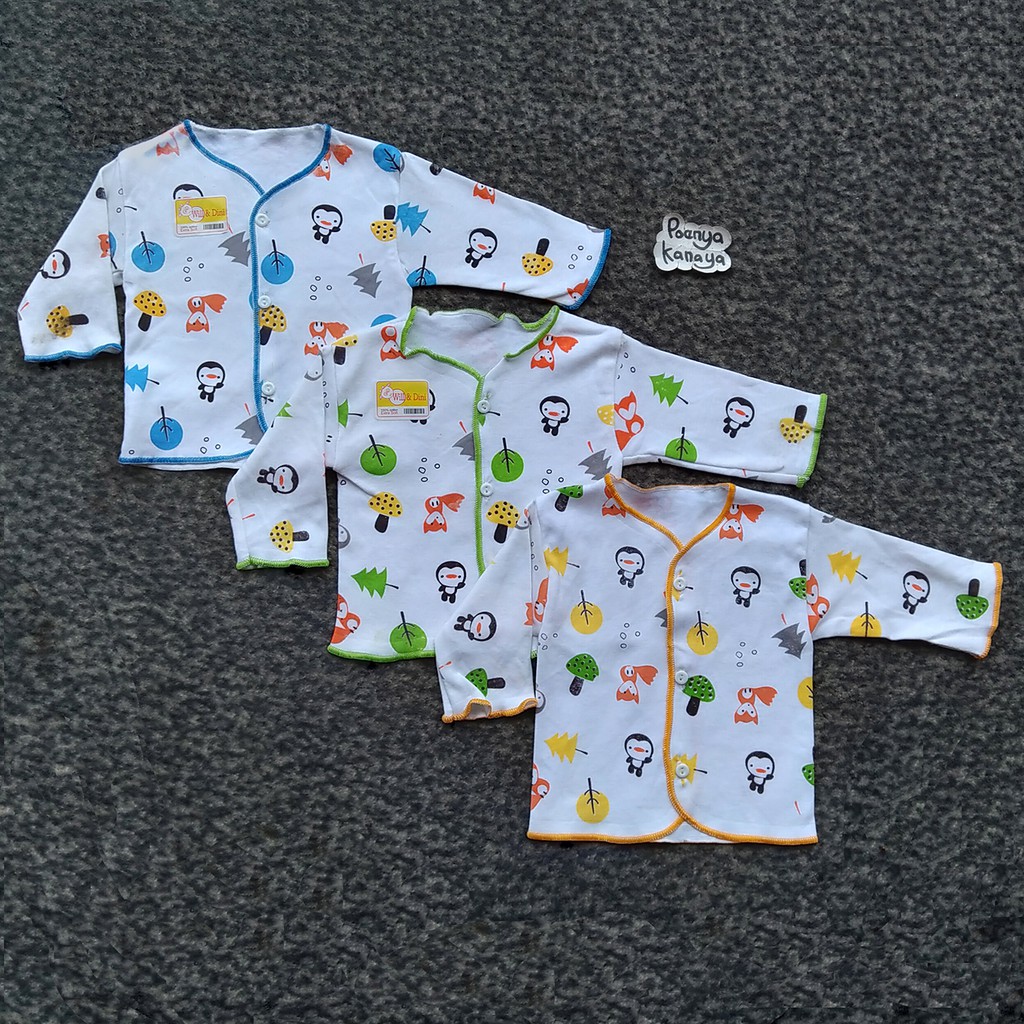 BB15 Baju Bayi Tangan Panjang Motif WD PINGUIN Newborn 0 - 3 Bulan-2