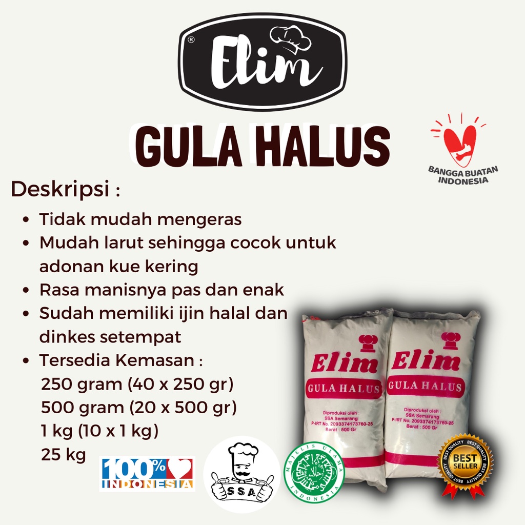 Elim Gula Halus 250 Gr / Gula Kastor / Gula Halus / Gula Icing / Gula Donat / Gula Bubuk