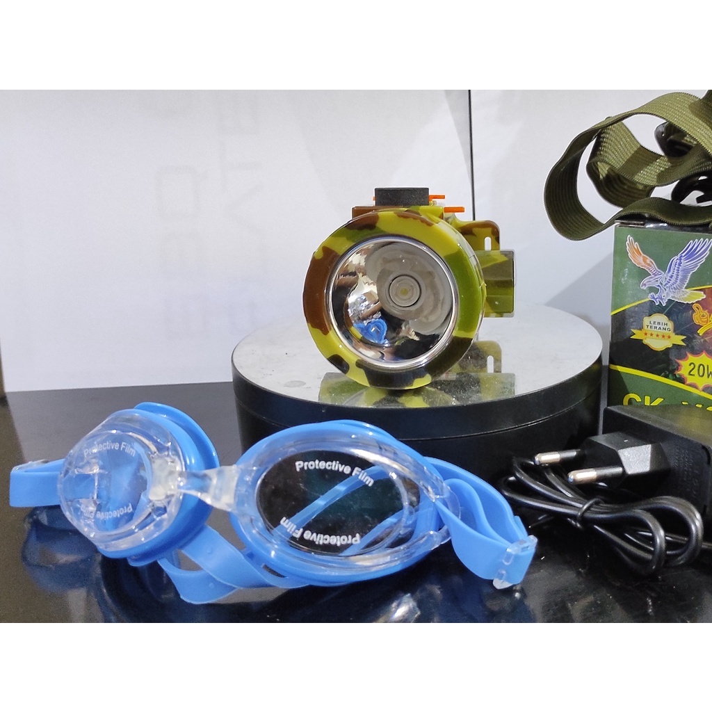 SENTER KEPALA Selam Senter Diving HEADLIGHT KISEKI CK-X2 LED PUTIH 20 WATT TAHAN AIR Waterproof CK X2 Free Kacamata Selam