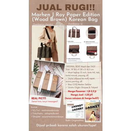 ORIGINAL Marhen J Roy Paper Edition Bag (Wood Brown) Tas Korea Medan