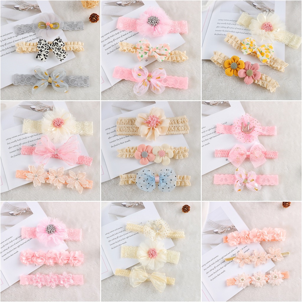 BSET13-Bandana/Headband Bayi Set 3in1 Soft Color