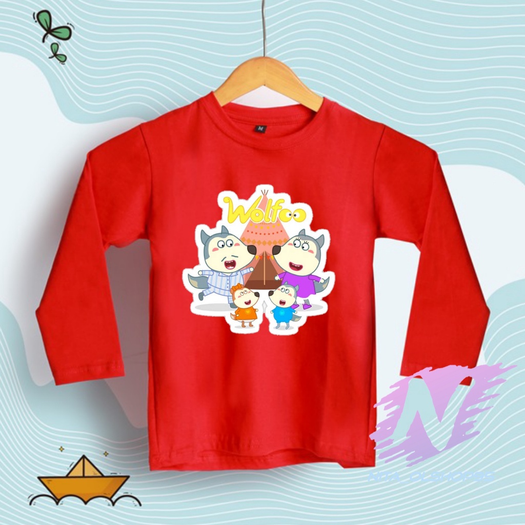 kaos wolfoo baju kaos anak wolfo animasi anak kaos lengan panjang