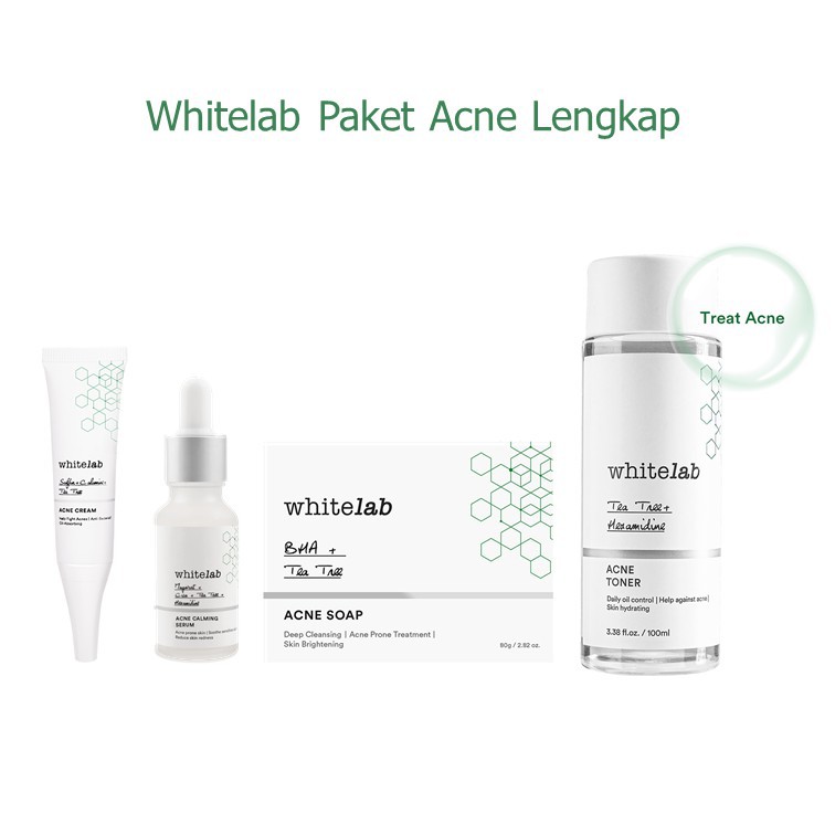 Whitelab Paket Acne Lengkap Perawatan Kulit | Skincare Wajah Glowing Penghilang Bekas Jerawat