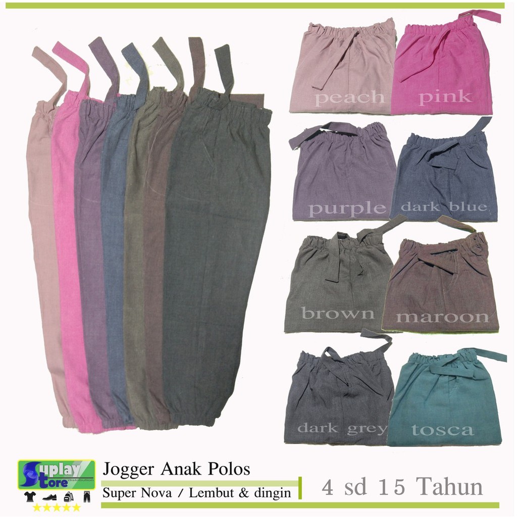 Celana Jogger Anak Perempuan Polos usia 4 sd 15 tahun