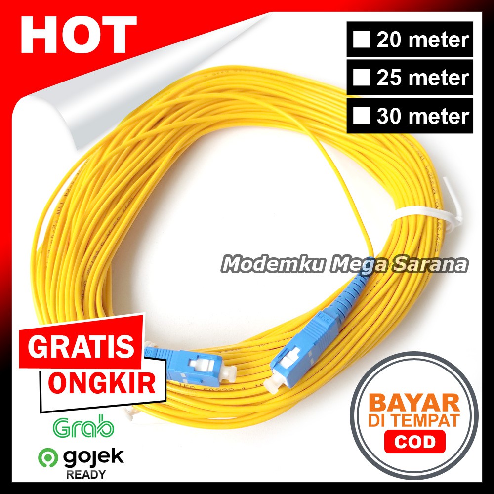 Kabel Fiber Optik Patchcord SC-UPC SingleMode 20 25 30 Meter