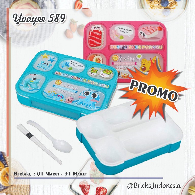 PROMO LUNCHBOX YOOYEE 589 BENTO SEKAT 6 ANTI TUMPAH 1000ML | Shopee