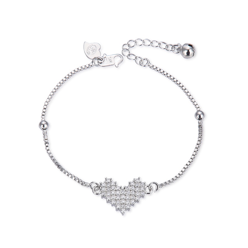 COD Gelang titanium lapis emas bola kristal berlian xuping Perhiasan perak 07b-72b-perak