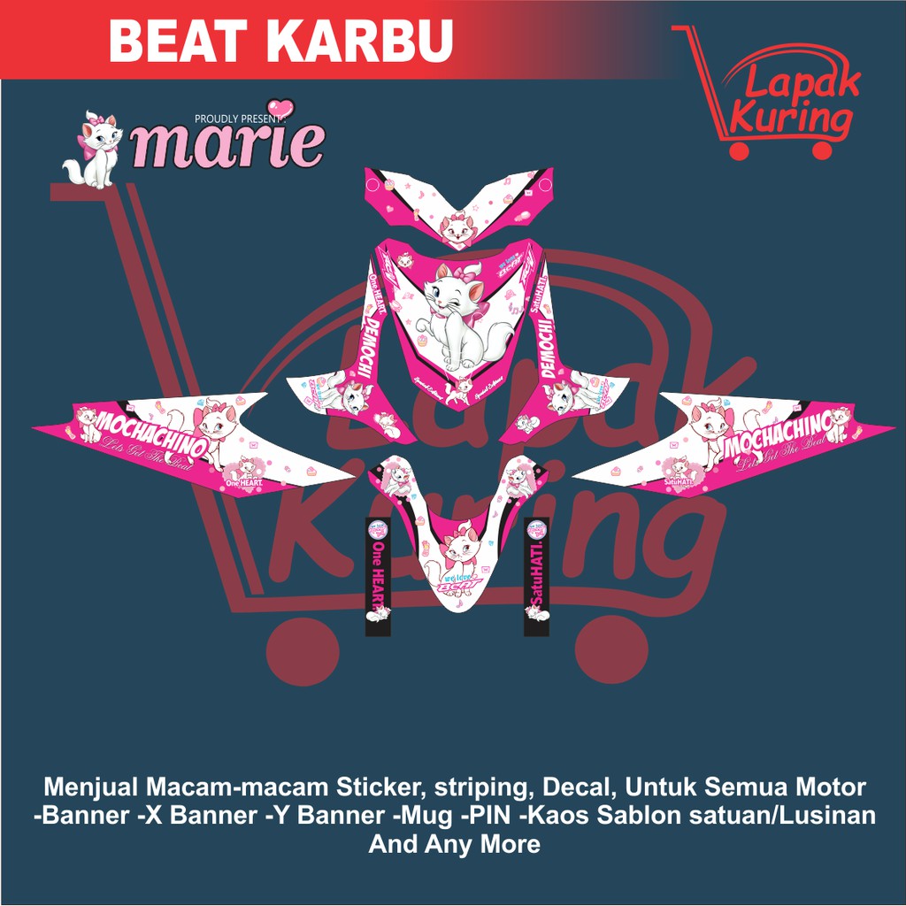 DECAL STICKER HONDA BEAT KARBU CAT MARRY PINK