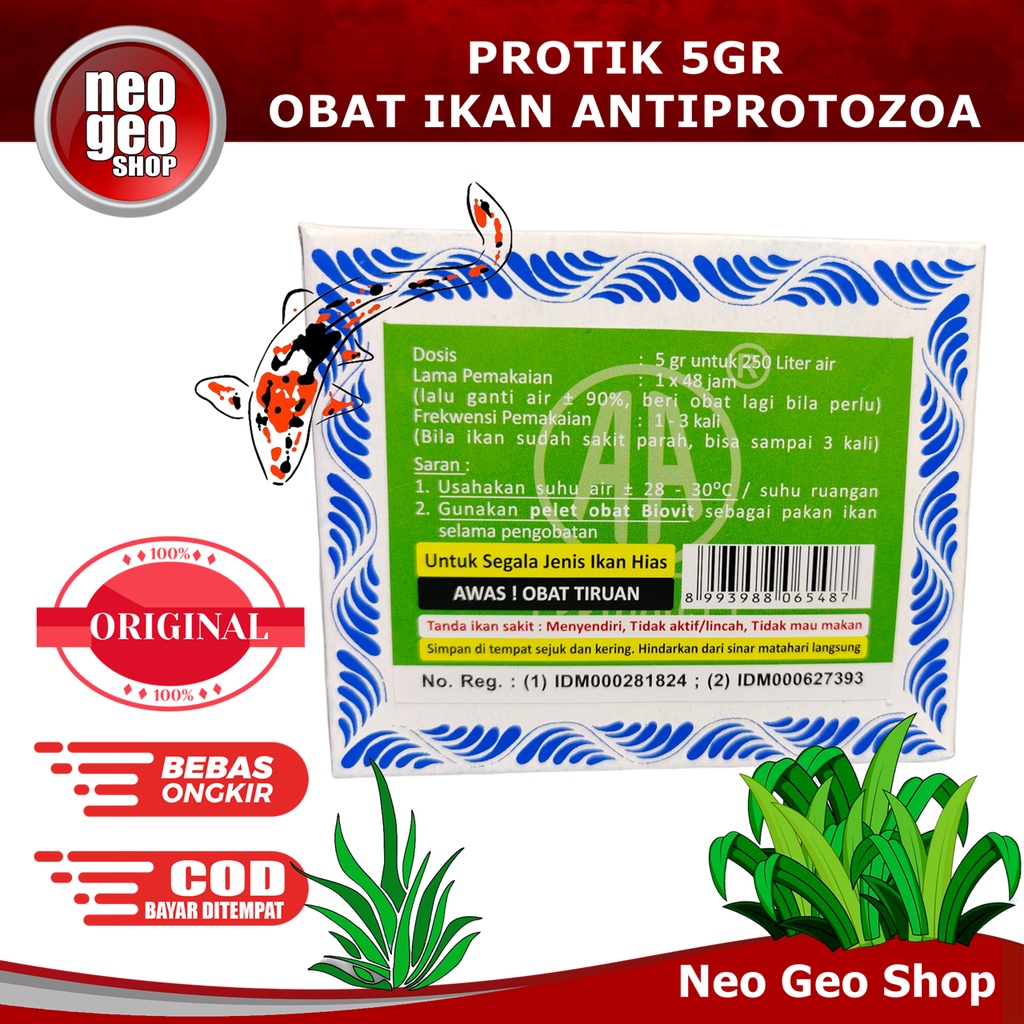 PROTIK Anti Protozoa Obat Ikan Hias  Berak Putih 5gr 5 gr