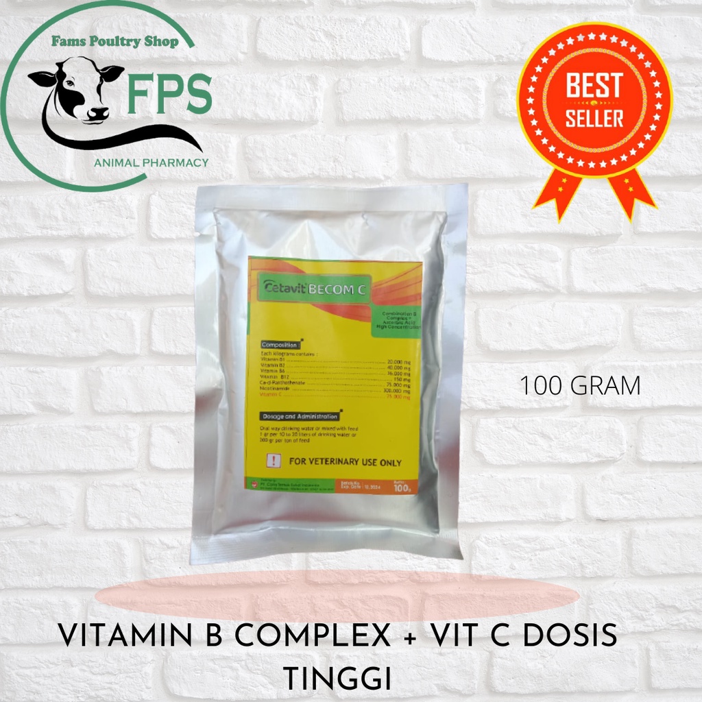 Cetavit Becom C 100gr adalah vitamin B Complek untuk penambah nafsu makan ayam puyuh bebek