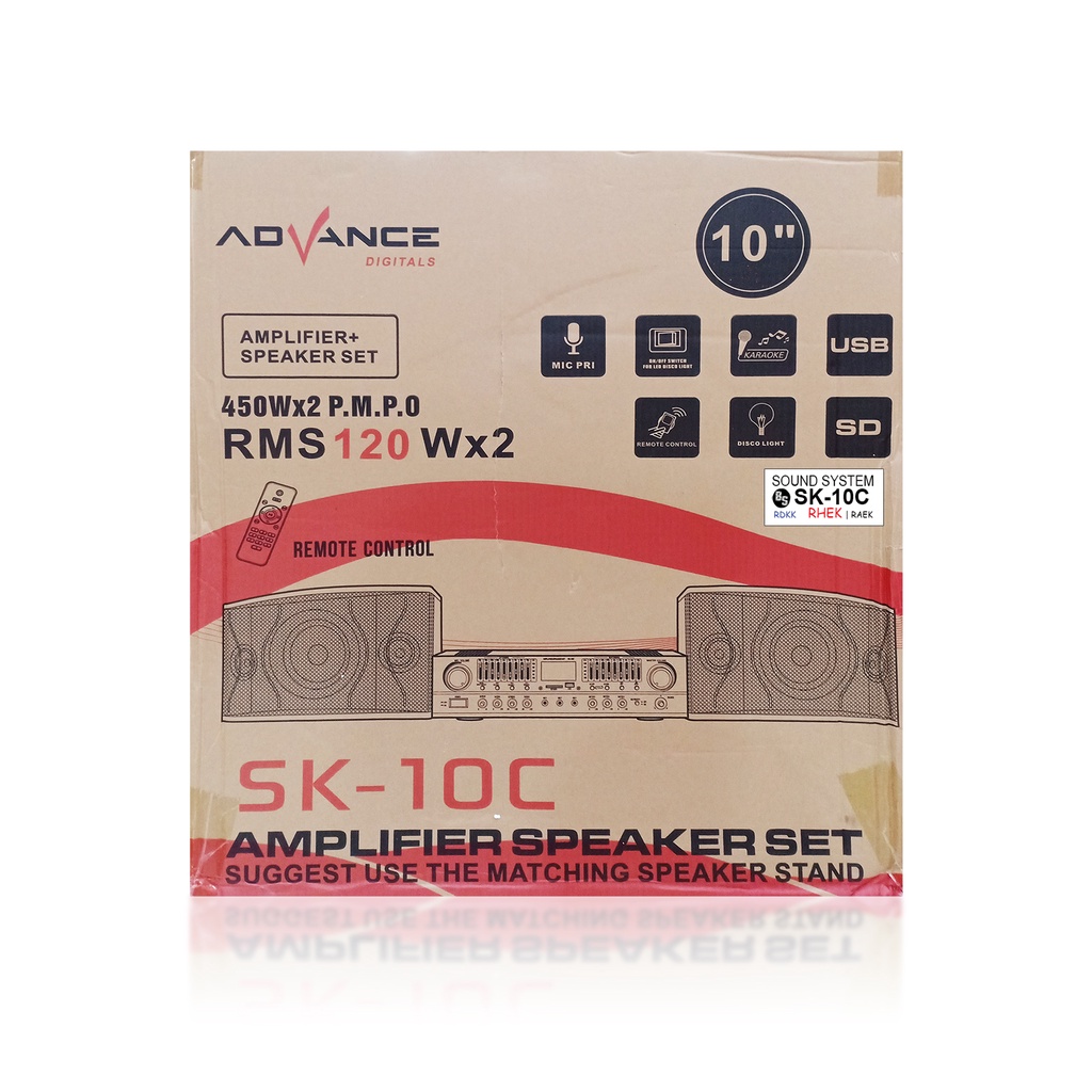 Amplifer + Speaker Advance SK-10C Dual Woofer 10 Inch + Tweeter 3 Inch Sound System Ampli Mixer Bluetooth Karaoke Speaker