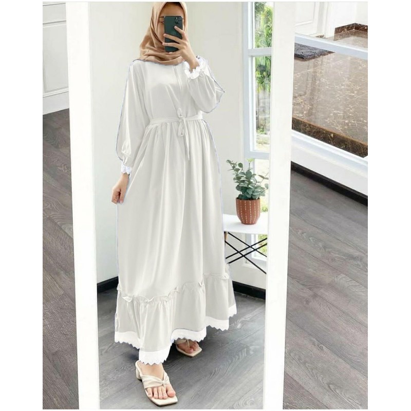 Gamis Wanita Baju Gamis Remaja Aresa Dress Gamis Polos Atasan Wanita Terbaru 2022 Gamis Putih Polos 