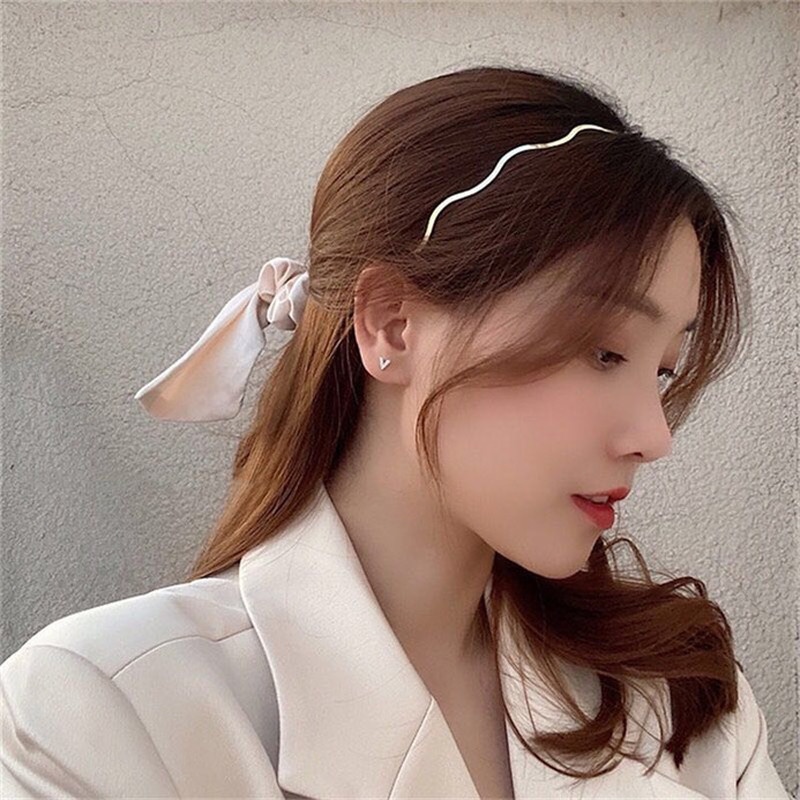 We Flower Chic Gold Metal Wave Headband Hair Loop Styling Accessories for Women Girls