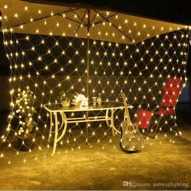 Lampu Natal Jala LED Warm White dan White Tumblr Light Jala dekorasi taman cafe Lampu Jaring Pesta