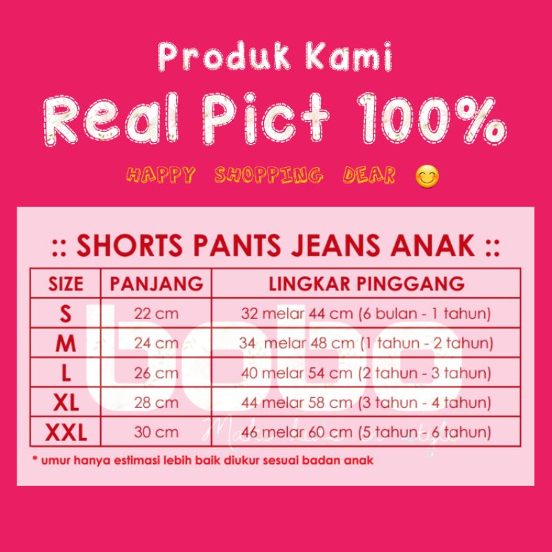 SHORTS PANTS JEANS ANAK 1 - 7 TAHUN