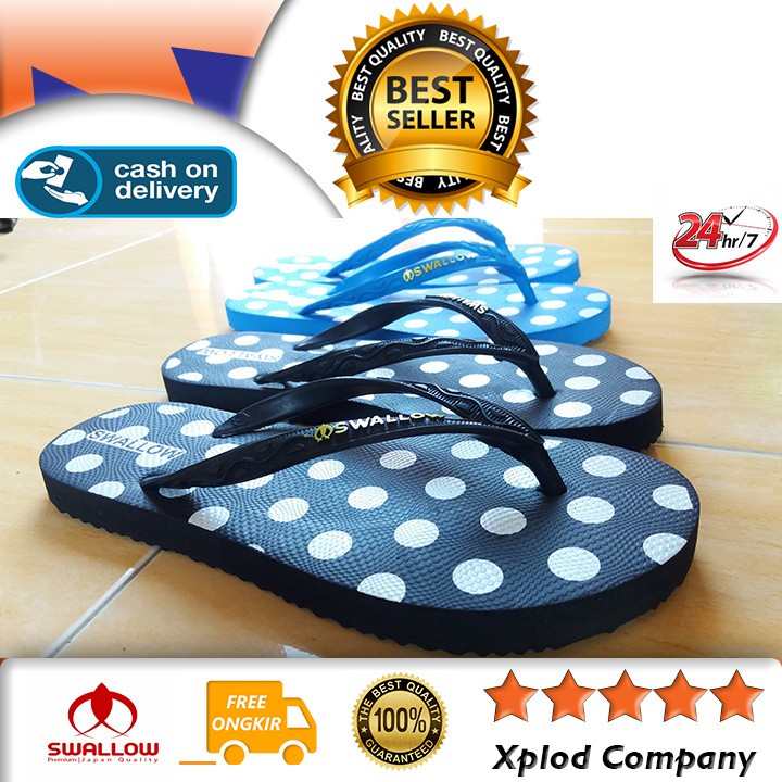  Sandal  Jepit  Swallow Wanita  Polkadot Ukuran 10 Sandal  