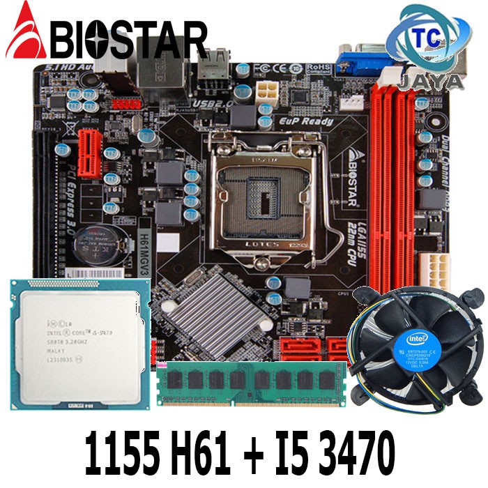 MOBO LGA 1155 H61 BIOSTAR + Processor Core I5 3470 DAN RAM 8GB