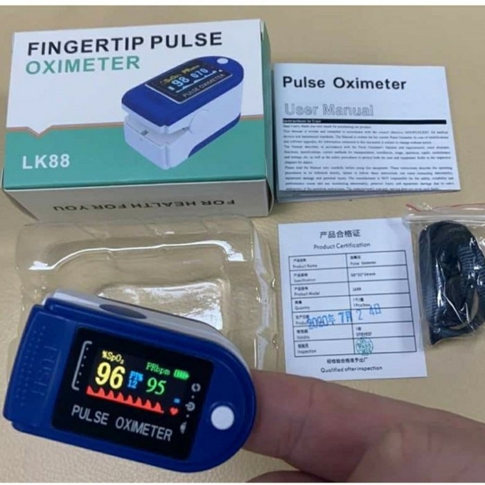 Oxymeter Fingertip Pulse Oximeter Alat Ukur Kadar Oksigen Detak Jantung LK88