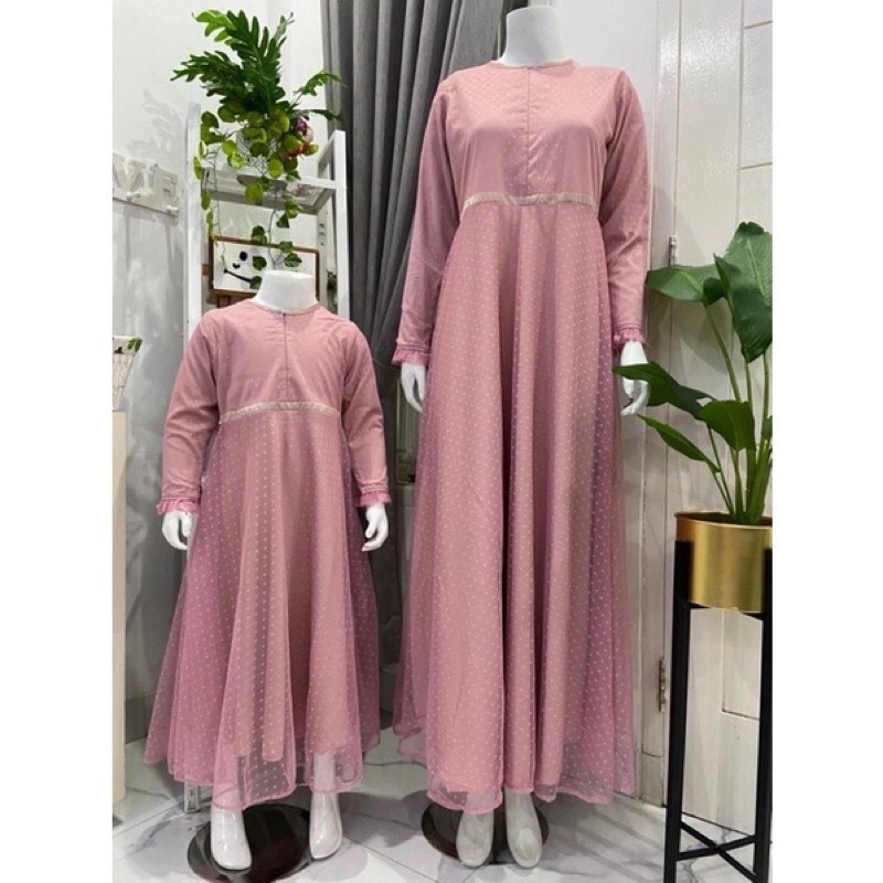 Couple mom Couple lebaran Dress pesta tile dotty Dress couple kondangan tile dotty Dress brokat tile