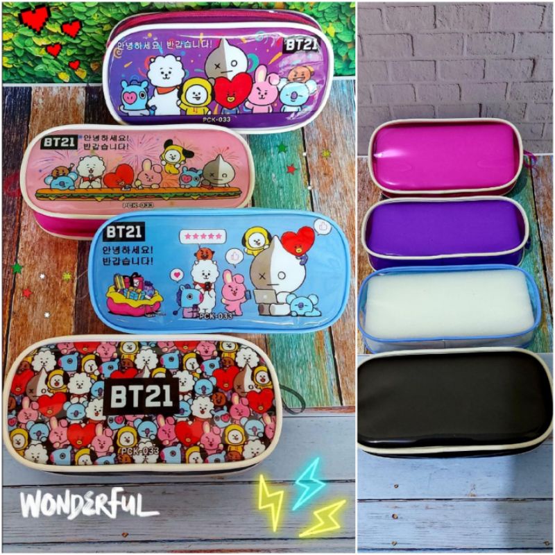 Kotak Pensil KAIN/PENCIL CASE PVC/tempat pensil-BTS TRANSPARANT-033