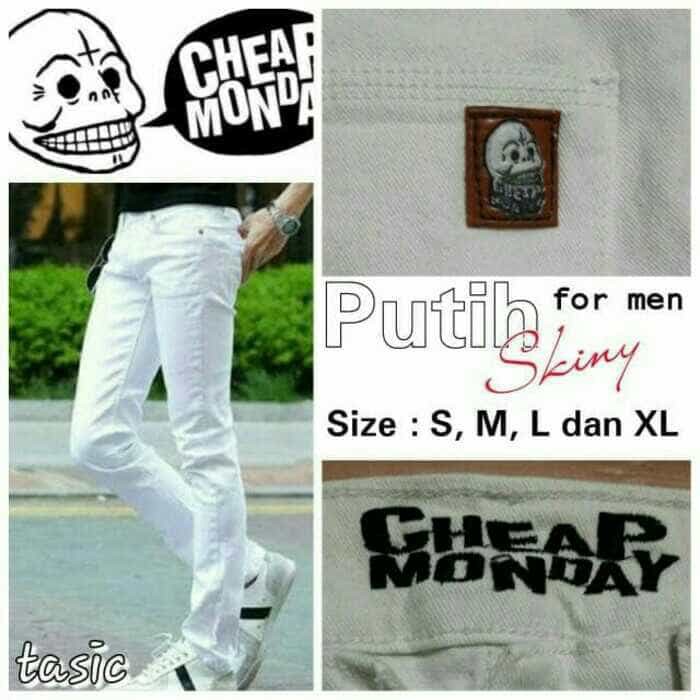 Jeans skinny pria putih / celana jeans pria Celana Jeans L2F5