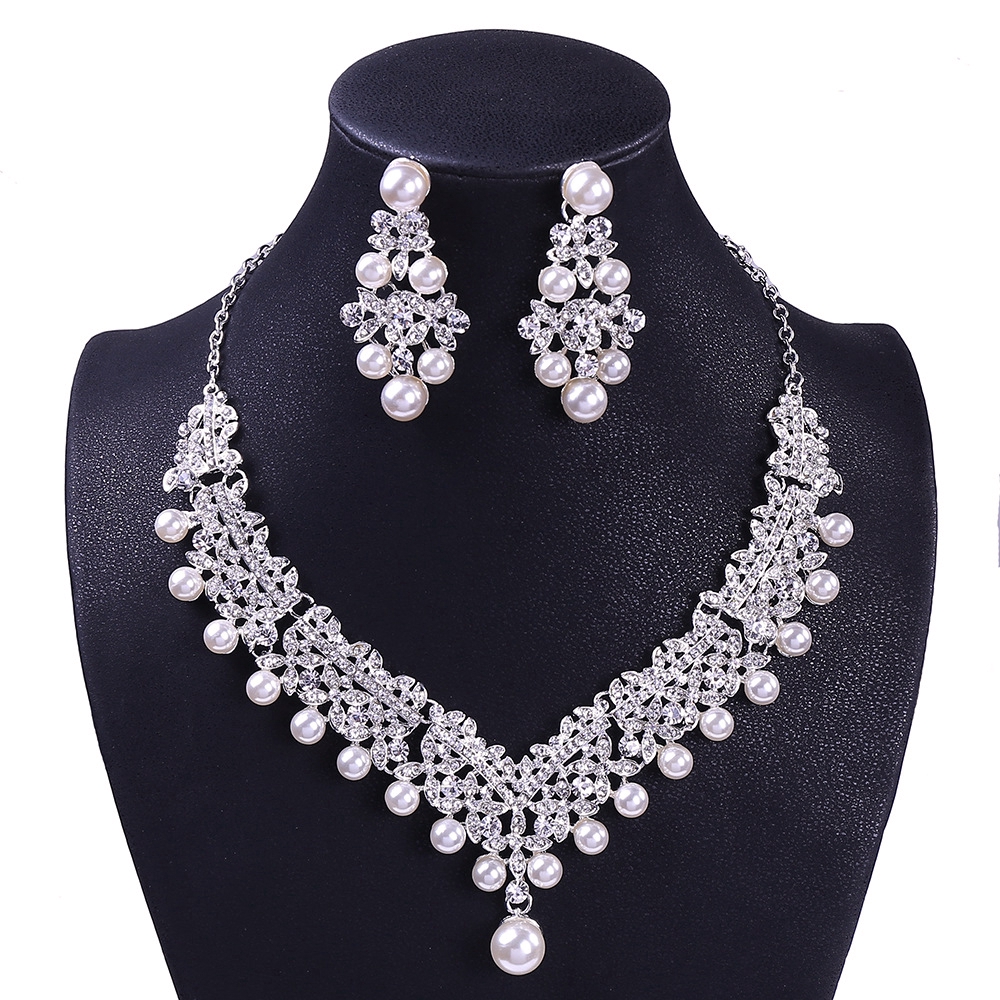 Pearl Wedding Bridal Jewelry Sets For Pageant Prom Bijoux Necklace Earring