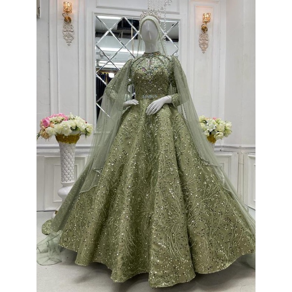 Gaun pengantin crinoline/Gaun pengantin/Gown pengantin mewah/Wedding dress