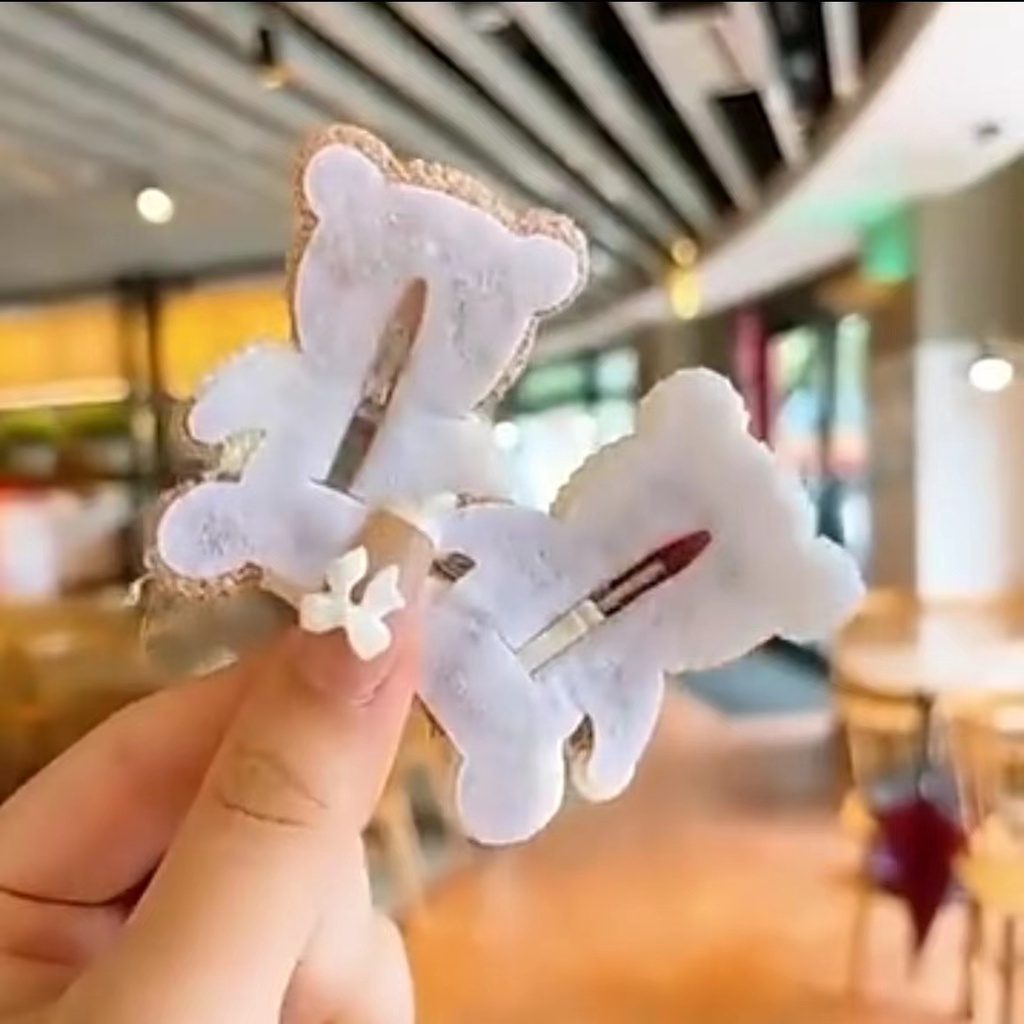 Jepit Rambut Teddy Lucu Model Rajut Untuk Wanita Aksesoris Fashion