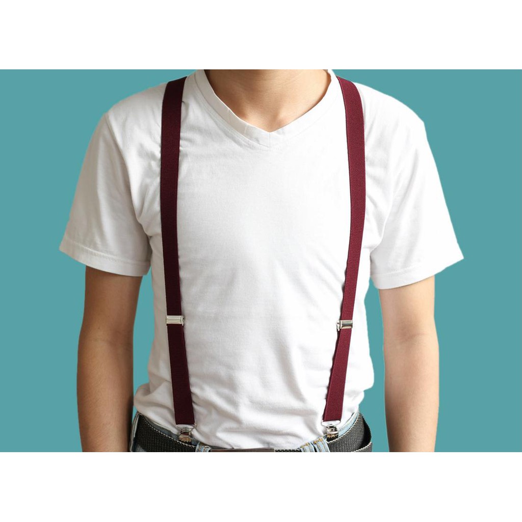 Suspender Pria Dewasa dan Anak Bahan Rubber Premium Warna Lengkap Hitam Merah Krem Biru Coklat