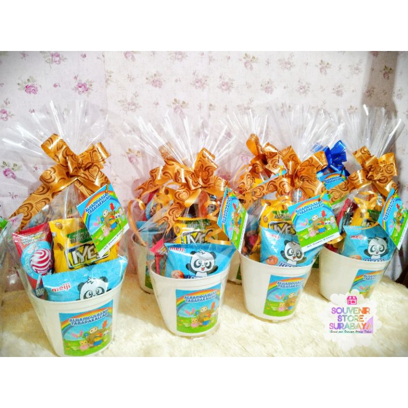 Bingkisan mini pot Ultah/ Paket Snack Ultah / Goodiebag Snack/ Snack Ultah Anak Murah/ Snack Ultah Sby