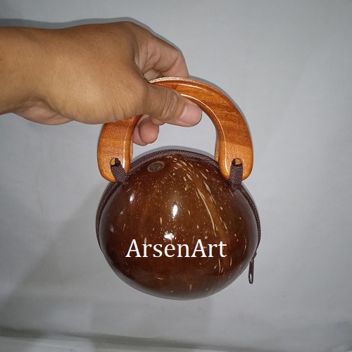 Tas Batok Tenteng / Handle Tas Batok Kelapa Bulat Tas Wanita Unik