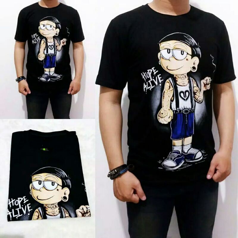 MILIKI Baju Kaos Distro Handmad TS Nobita tato cool / Kaos Distro Pria Wanita