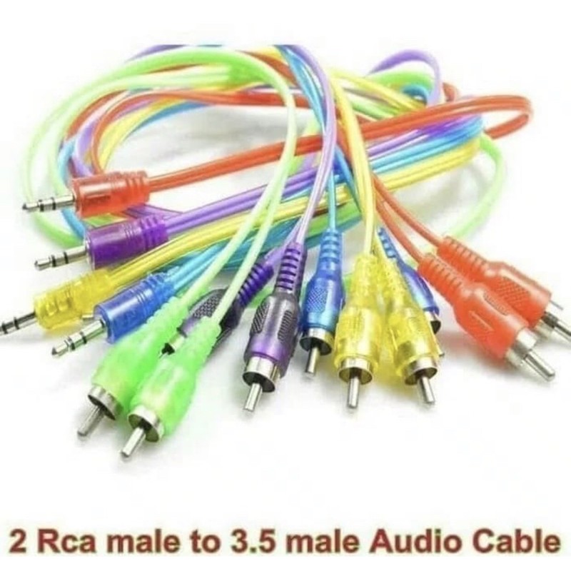 Kabel Aux Transparan to RCA Audio 2in1 2 in 1 Kabel RCA Grosir