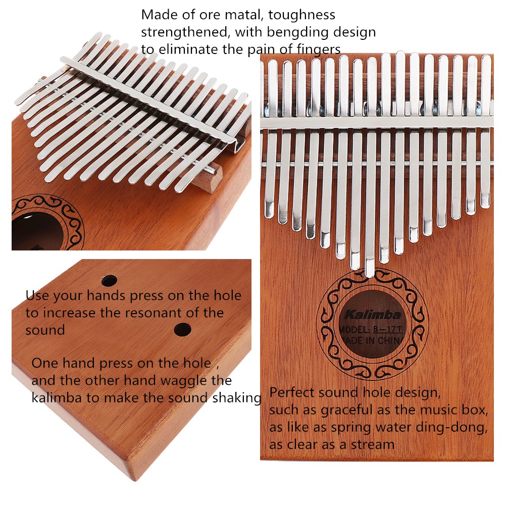 Kalimba Piano Jempol 17 Kunci Bahan Kayu Mahoni