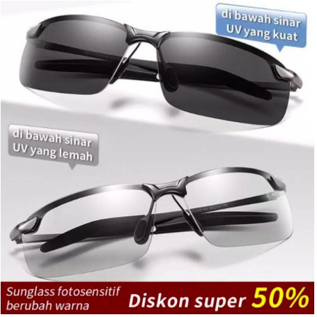 COD Bayar Ditempat Original Kacamata sunglass fotosensitif berubah warna Polarized Siang &amp; Malam