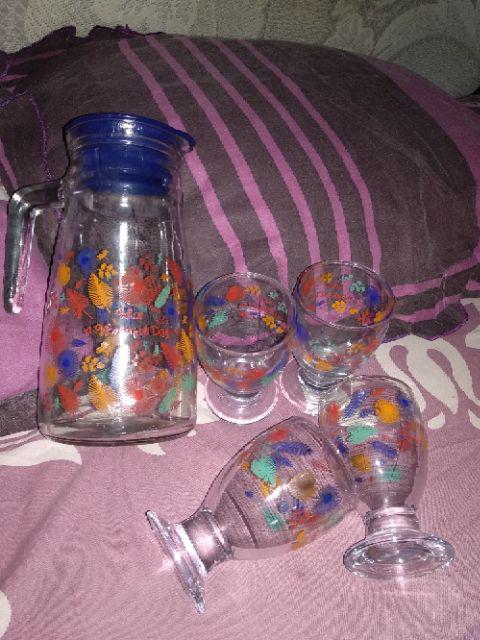 Drink Set Kaca Lazetta/drink Set Kaca/teko Teh/teko Gelas Unik/drink Set Lazetta