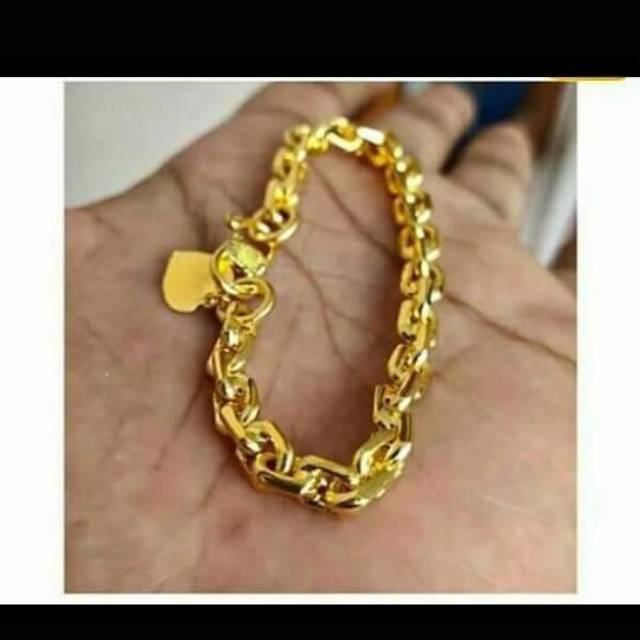 Gelang tangan rantai 3suku lapis emas 24k dan kristal d jamin ORI