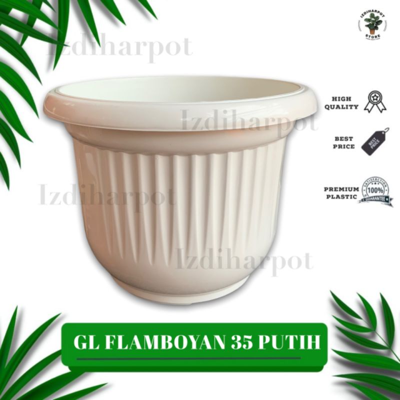 pot bunga tanaman plastik GL Flamboyan 35 kuping - FLAMBOYAN 35 PUTIH