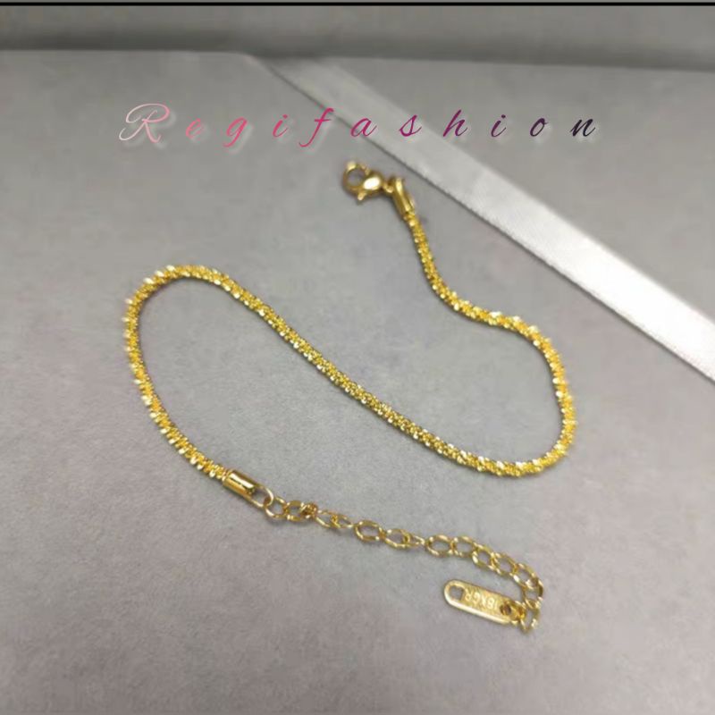 Gelang titanium original kaki&amp;tangan gold terlaris fashion wanita kekinian terbaru anti karat tidak luntur