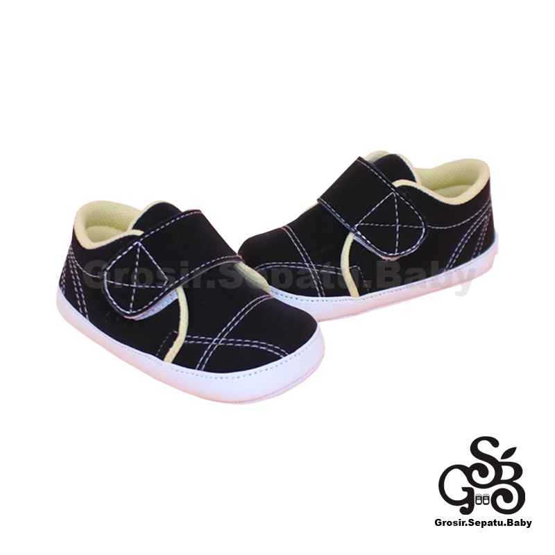 Prewalker - Sepatu Bayi - Baby Shoes | 2-12 bulan | Simple Classy HITAM casual polos ringan &amp; fleksibel