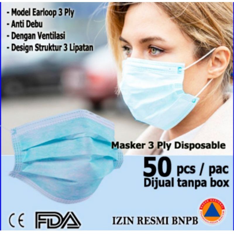 Masker 3Ply Bedah Medis Surgical Mask NO BOX - Masker Bedah Medis Disposable Surgical Mask