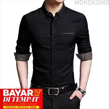 MOKOKOMO HEM TOPMAN KEMEJA FORMAL PRIA ( Uku. L &amp; XL ) LENGAN PANJANG FASHION PRIA