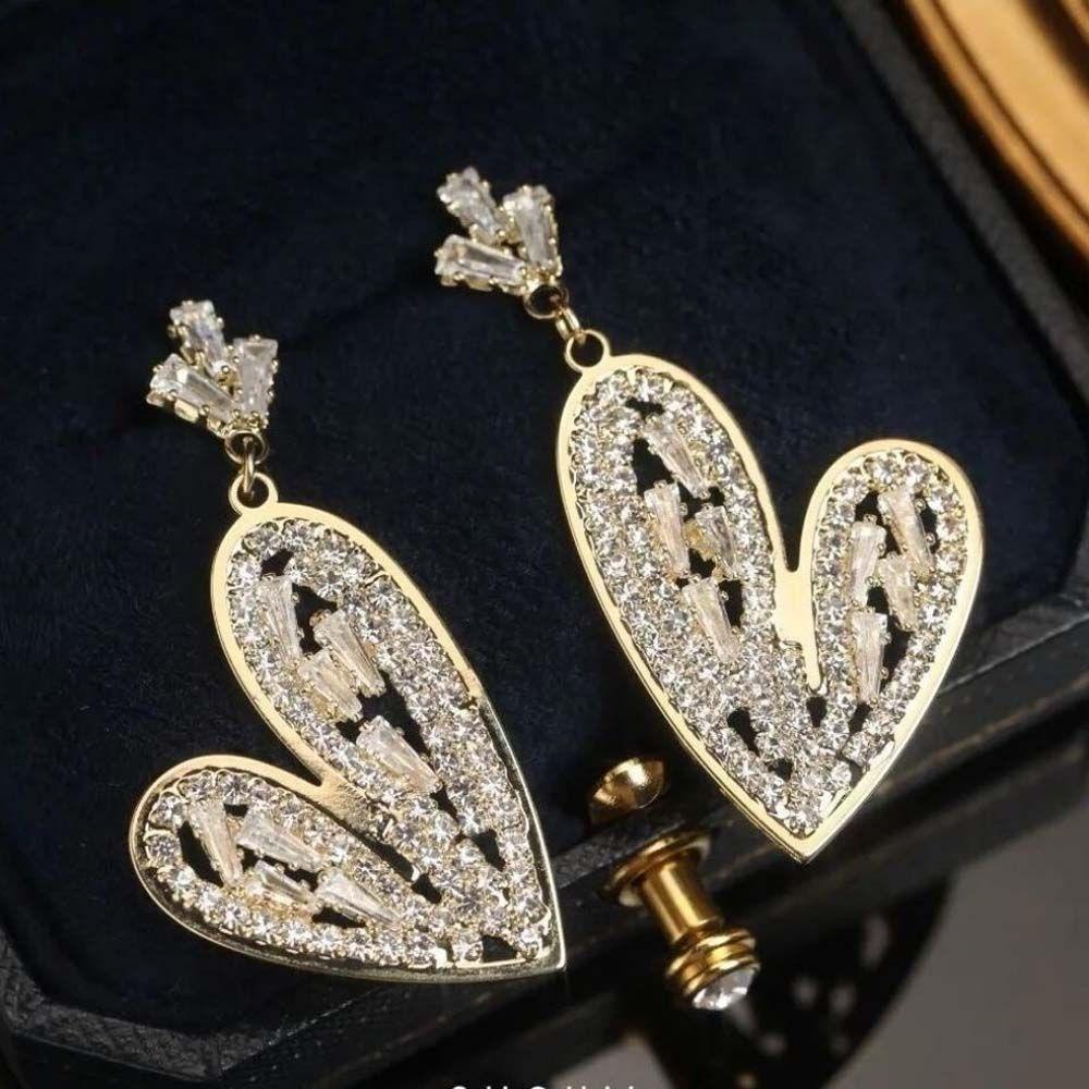 Mxbeauty Berlian Imitasi Anting French Hadiah Logam Fashion Perhiasan Berlian Berlian Imitasi Peach Hati Gaya Korea Kristal Wanita Ear Studs