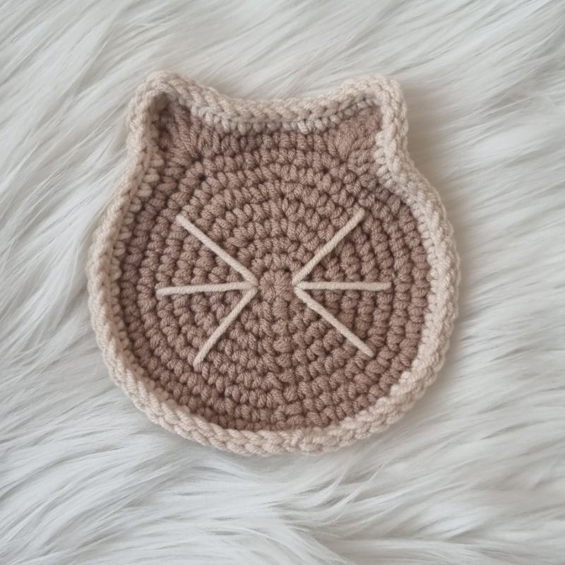 Cat Coaster - Coaster rajut/tatakan gelas rajut