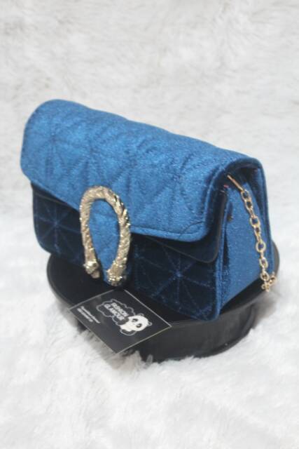 TAS IMPORT SLING BAG BLUDRU WANITA KOREA ORIGINAL BLUE DIAMOND