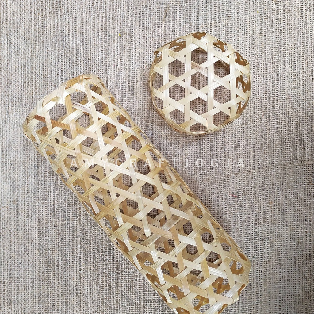 Anyaman Klongsong Botol d 8 x t 28-30 cm/Anyaman Bambu Tas Botol Sirup/Hampers Sirup Murah Wadah Sir