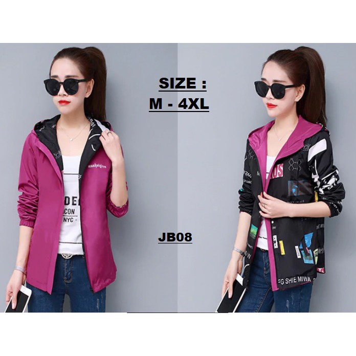 Jacket Wanita Parasut Printed Bolak Balik JB