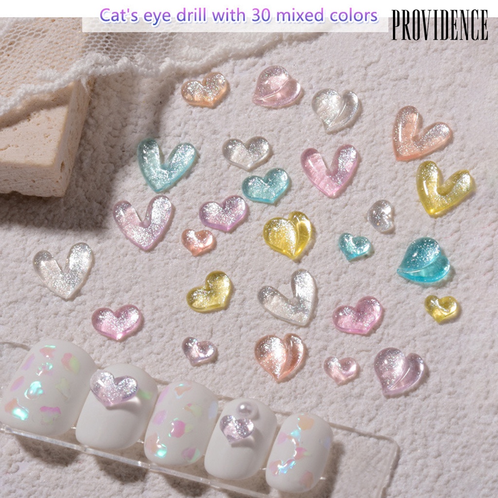 Providence 30pcs / Set Ornamen Berlian Imitasi Bentuk Hati Untuk Dekorasi Nail Art